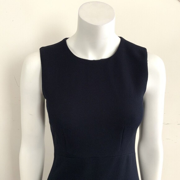 Hobbs Navy Sleeveless Textured Career Office Dress 4 - Picture 5 of 11